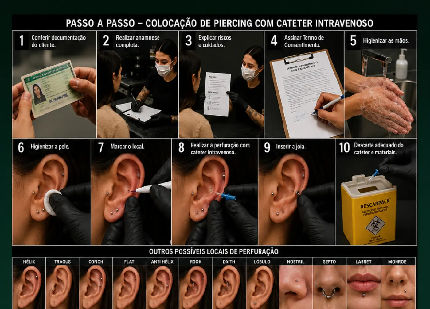 Passo a passo do curso de perfuração Aziza com cateter intravenoso