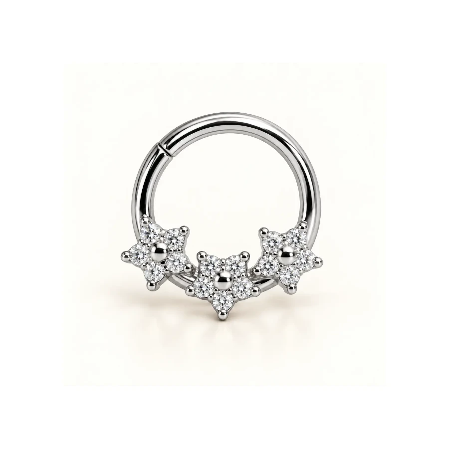 CLICKER FRONTAL SILVER C/3 FLORES DE PEDRAS BRANCAS — OFA8